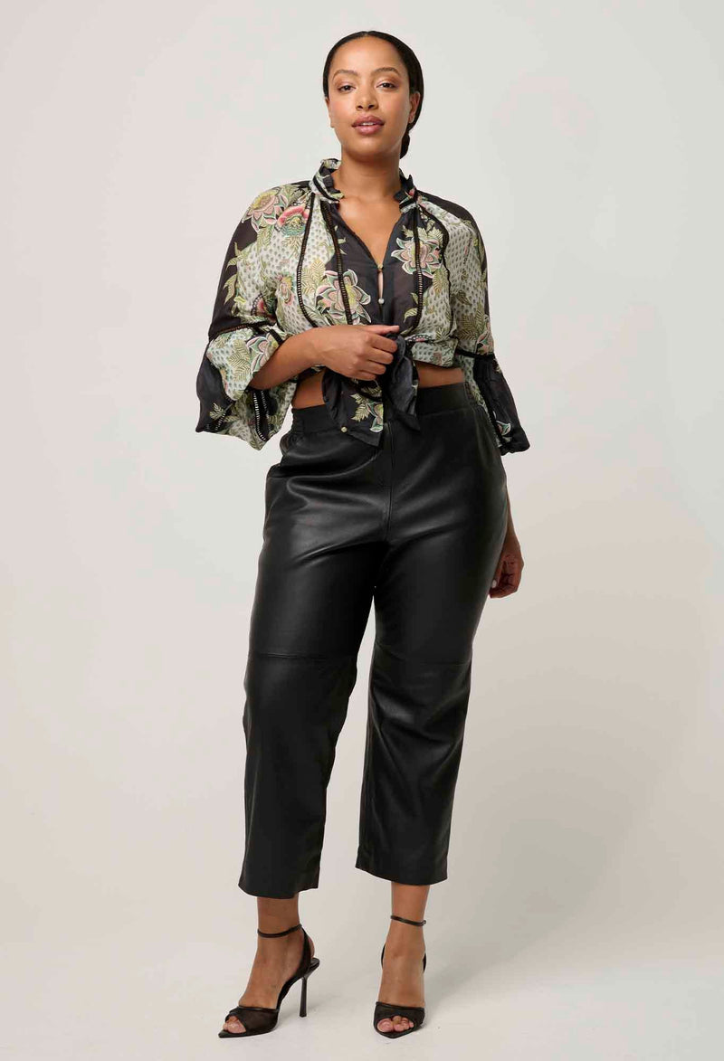 Espada Cotton Silk Blouse in Mariposa Nero