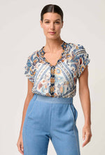 Calandra Contrast Trim Viscose Yoryu Flutter Sleeve top | Petinos Floros