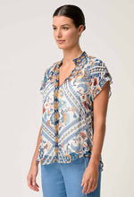 Calandra Contrast Trim Viscose Yoryu Flutter Sleeve top | Petinos Floros