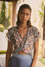 Calandra Contrast Trim Viscose Yoryu Flutter Sleeve top | Petinos Floros