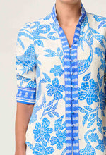 Calantha Ruched Sleeve Shirt | Azure Mosaic