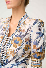 Calantha Silk Cotton Contrast Trim Ruched Sleeve Shirt | Golden Medina