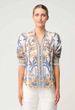 Calantha Silk Cotton Contrast Trim Ruched Sleeve Shirt | Golden Medina