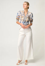 Calantha Silk Cotton Contrast Trim Ruched Sleeve Shirt | Golden Medina