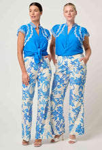 Thalassa Placement Embroidered Silk Cotton Flutter Sleeve Top | Topaz