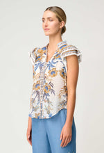 Luma Silk Cotton Flutter Sleeve Trim Top | Golden Medina