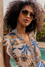 Luma Silk Cotton Flutter Sleeve Trim Top | Golden Medina