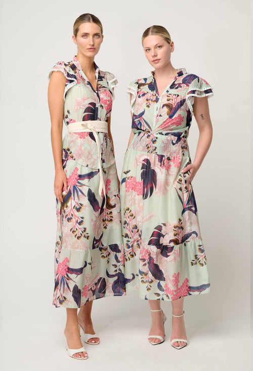 Luma Silk Cotton Flutter Sleeve Trim Top | Oasis Flora