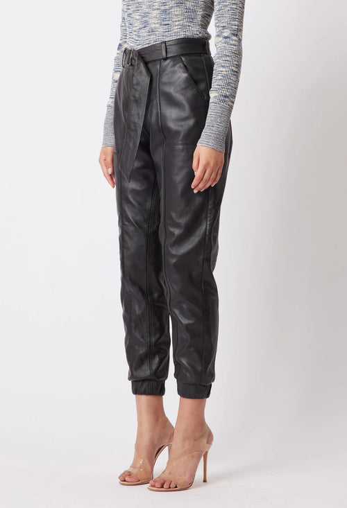 Once Was Tallitha Leather Pants Black