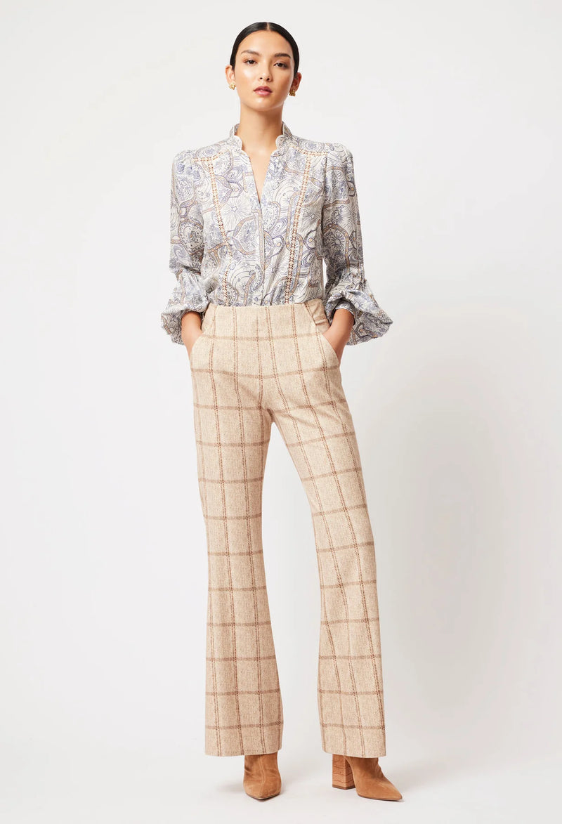 GETTY PONTE PANT IN OATMEAL CHECK