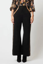 DANXIA FAUX SUEDE CONTRAST TRIM WIDE LEG PANT