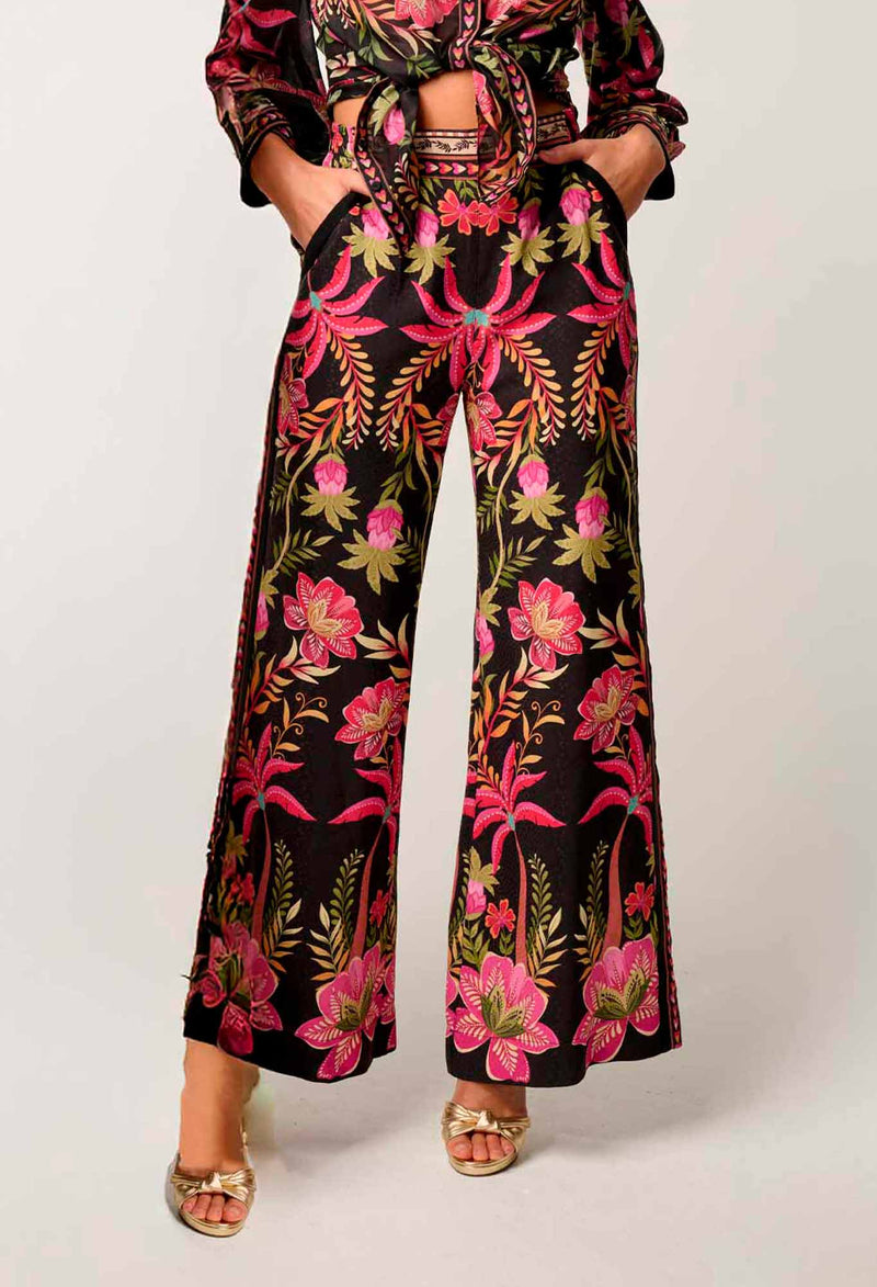 Willow Viscose Dobby Half Elastic Waist Contrast Penl Pant | Ánthos Iótos