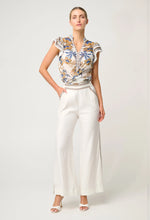 Zara Trim Detail Stretch Linen Viscose Pant | Ivory