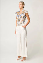 Zara Trim Detail Stretch Linen Viscose Pant | Ivory