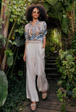 Zara Trim Detail Stretch Linen Viscose Pant | Ivory