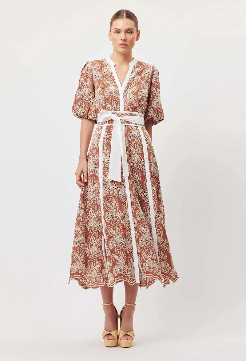 Once Was | Castillo Dress | Bronzed Embroidery