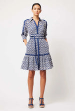 ADELINE EMBROIDERED COTTON DRESS | NAVY/WHITE EMBROIDERY