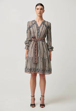 Bailey Crinkle Cotton Silk Contrast Panel Tie Waist Dress | Bromegrass Print