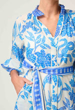 Carmen Silk Cotton Placement Print Maxi Dress | Azure Mosaic