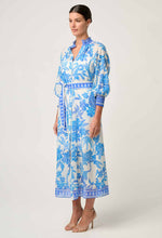 Carmen Silk Cotton Placement Print Maxi Dress | Azure Mosaic