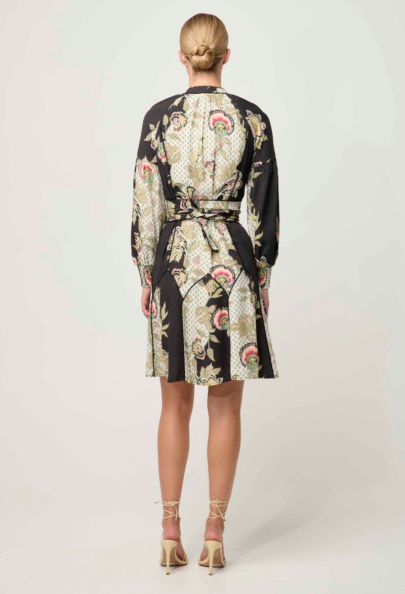 Emersyn Linen Viscose Dress in Mariposa Nero