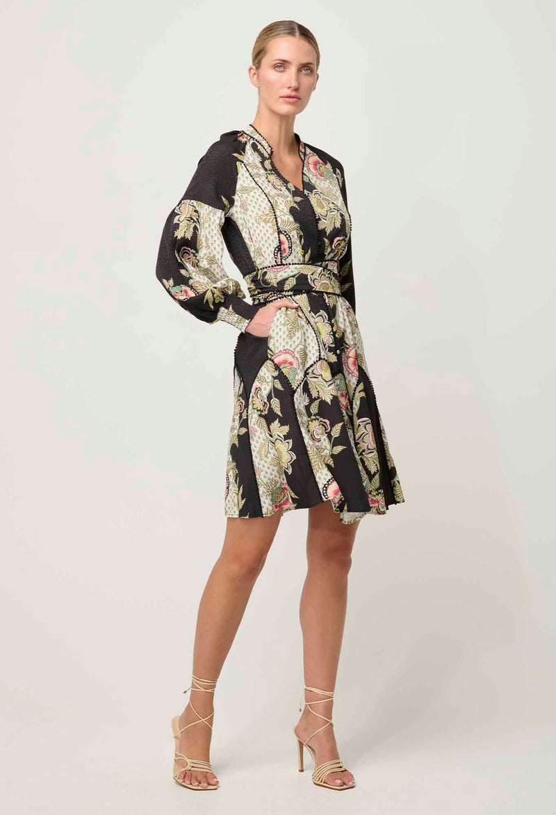 Emersyn Linen Viscose Dress in Mariposa Nero