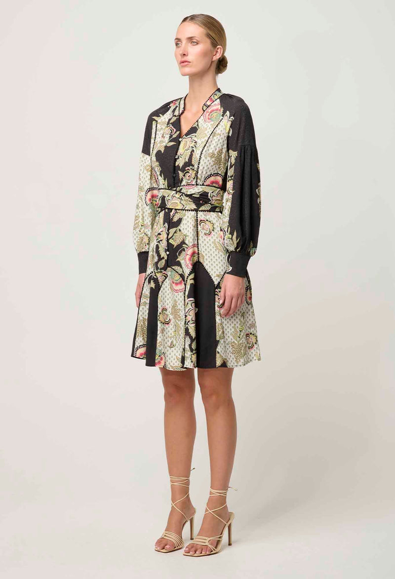 Emersyn Linen Viscose Dress in Mariposa Nero