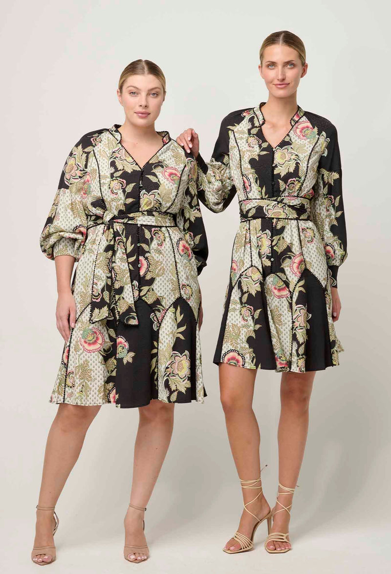 Emersyn Linen Viscose Dress in Mariposa Nero