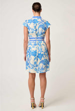 Adriana Linen Yoke Dress | Azure Mosaic