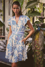 Adriana Linen Yoke Dress | Azure Mosaic