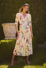 Xenia Contrast Trim Yoke Linen Viscose Dress | Plume Blossom