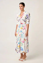 Xenia Contrast Trim Yoke Linen Viscose Dress | Plume Blossom