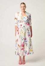 Xenia Contrast Trim Yoke Linen Viscose Dress | Plume Blossom