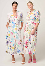 Xenia Contrast Trim Yoke Linen Viscose Dress | Plume Blossom