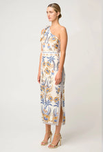 Amira One Shoulder Tie Viscose Faille Dress | Onyx Casablanca