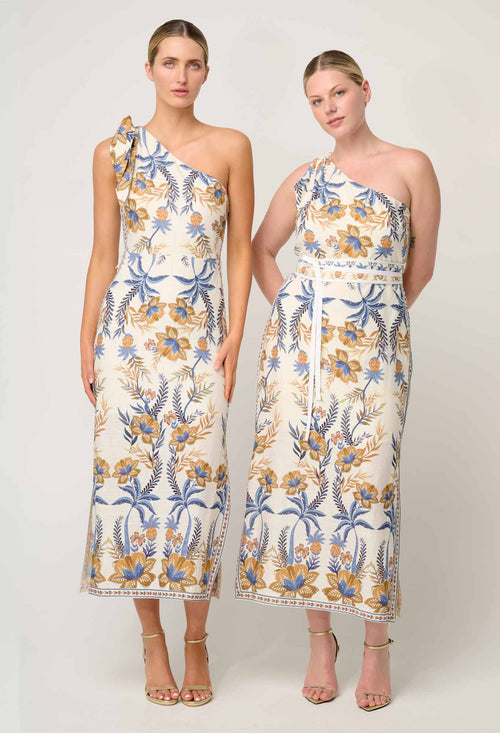 Amira One Shoulder Tie Viscose Faille Dress | Onyx Casablanca