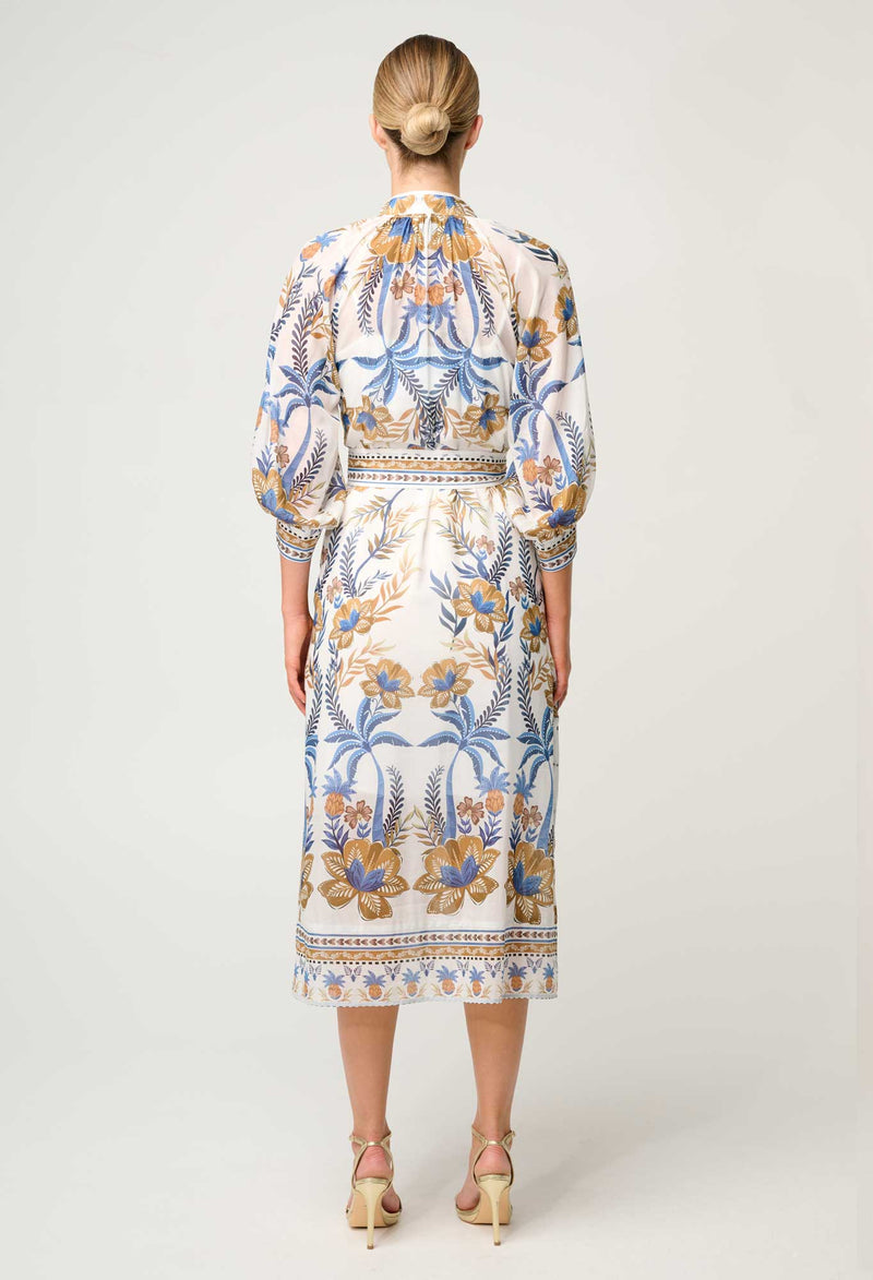 Carmen Silk Cotton Linen Viscose Dress | Golden Medina
