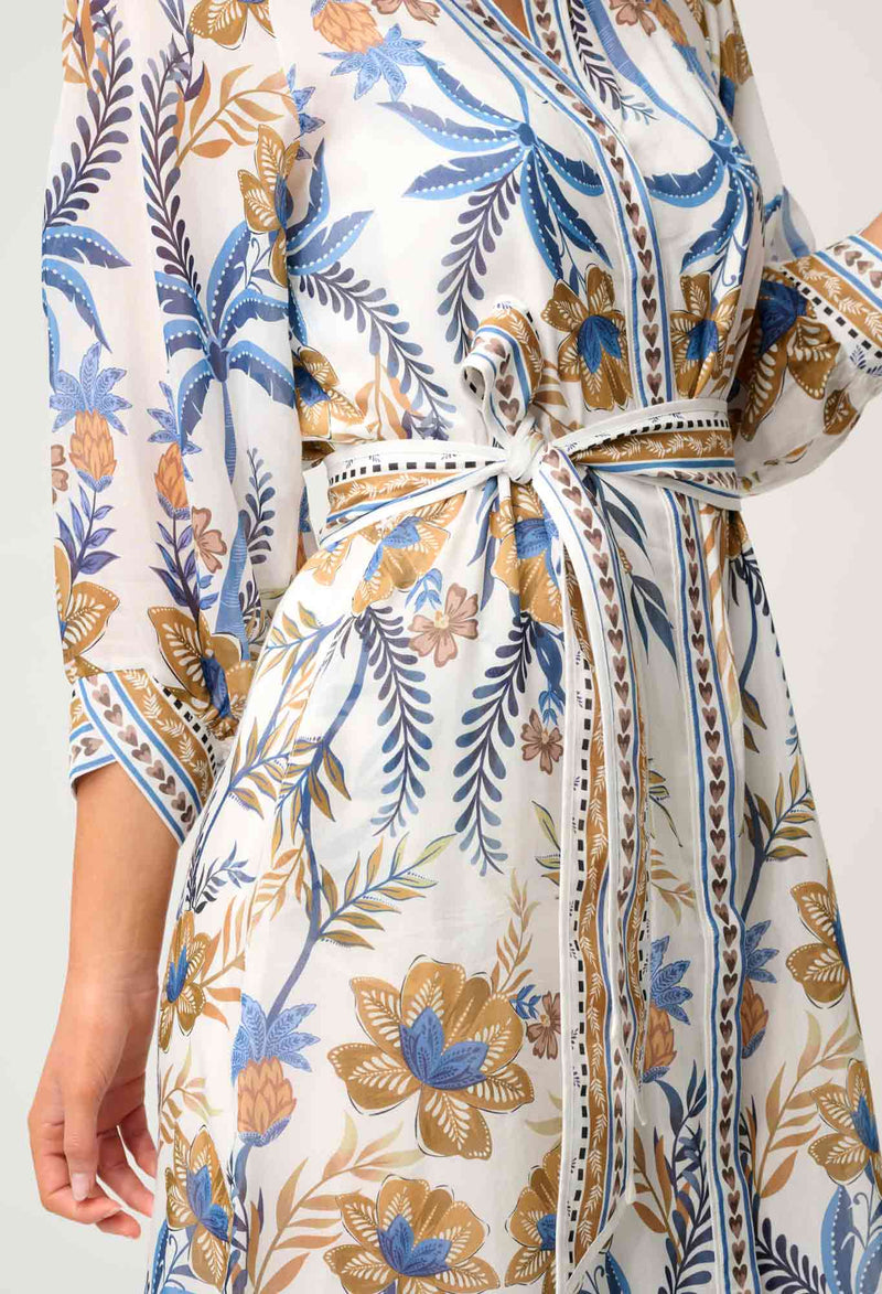 Carmen Silk Cotton Linen Viscose Dress | Golden Medina