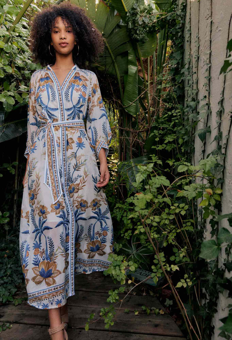 Carmen Silk Cotton Linen Viscose Dress | Golden Medina