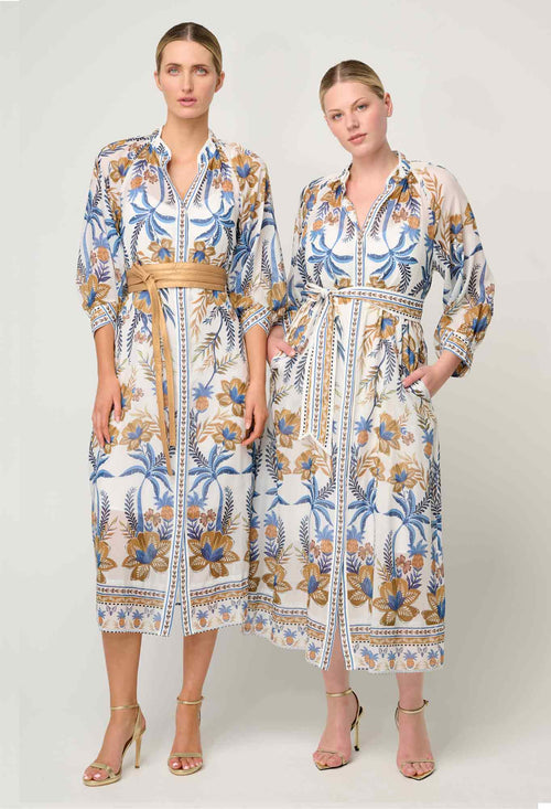 Carmen Silk Cotton Linen Viscose Dress | Golden Medina