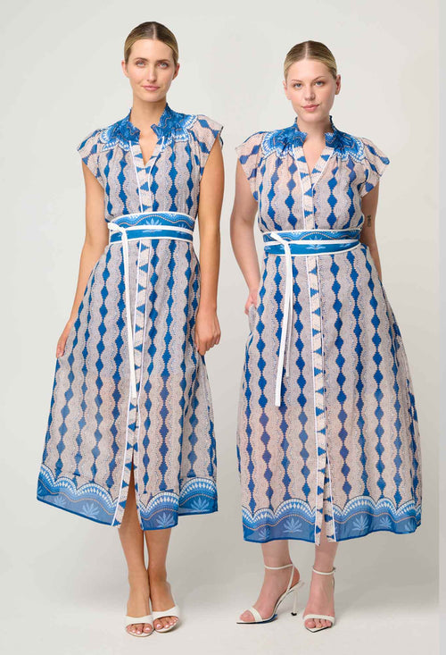 Rimal Cotton Silk  Flutter Sleeve Maxi Dress | Marrakech Topaz