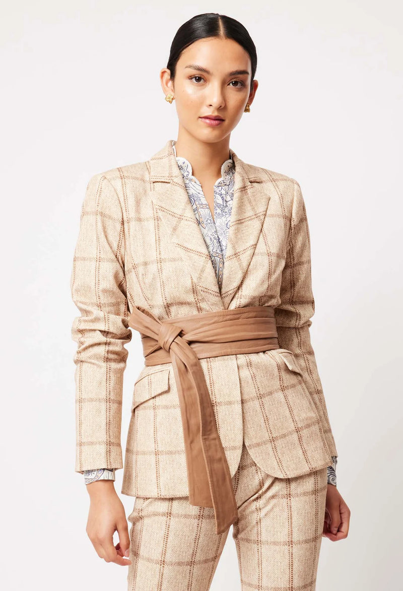 VENUS PONTE BLAZER | OATMEAL CHECK