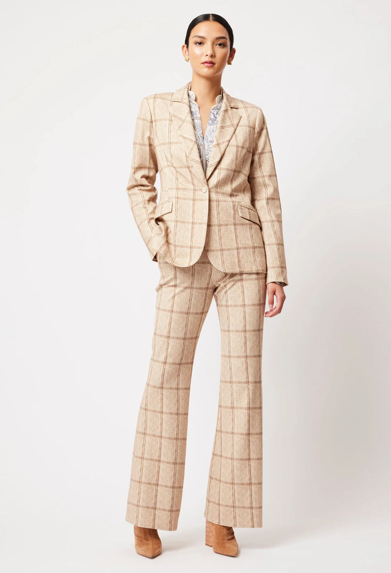 GETTY PONTE PANT IN OATMEAL CHECK