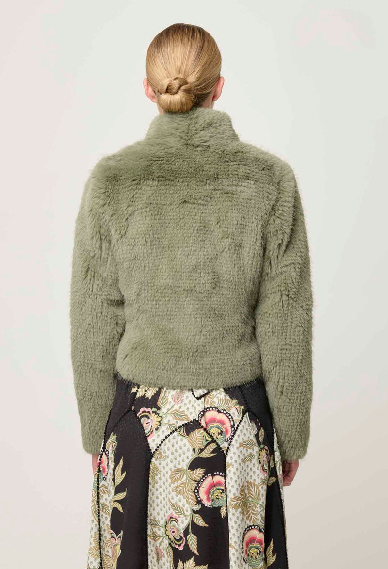 Reina Faux Fur Jacket in Jade Mist