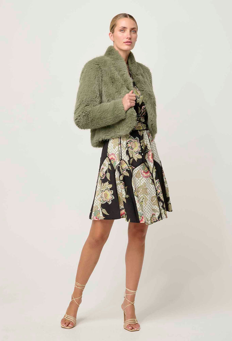 Reina Faux Fur Jacket in Jade Mist