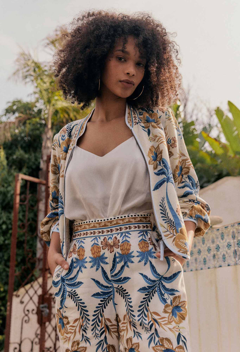 Aurora Reversible Linen Viscose Jacket | Golden Medina/Marrakech Topaz