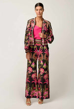 Arabella Reversible Placement Print Viscose Dobby Bind Detail Jacket | Ánthos Iótos/Black