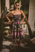 Cordelia Placement Print Shirred Waist Silk Cotton Skirt | Ánthos Iótos