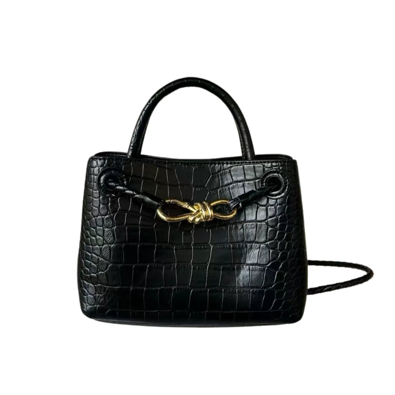 Mini Black Croc Leather Bag