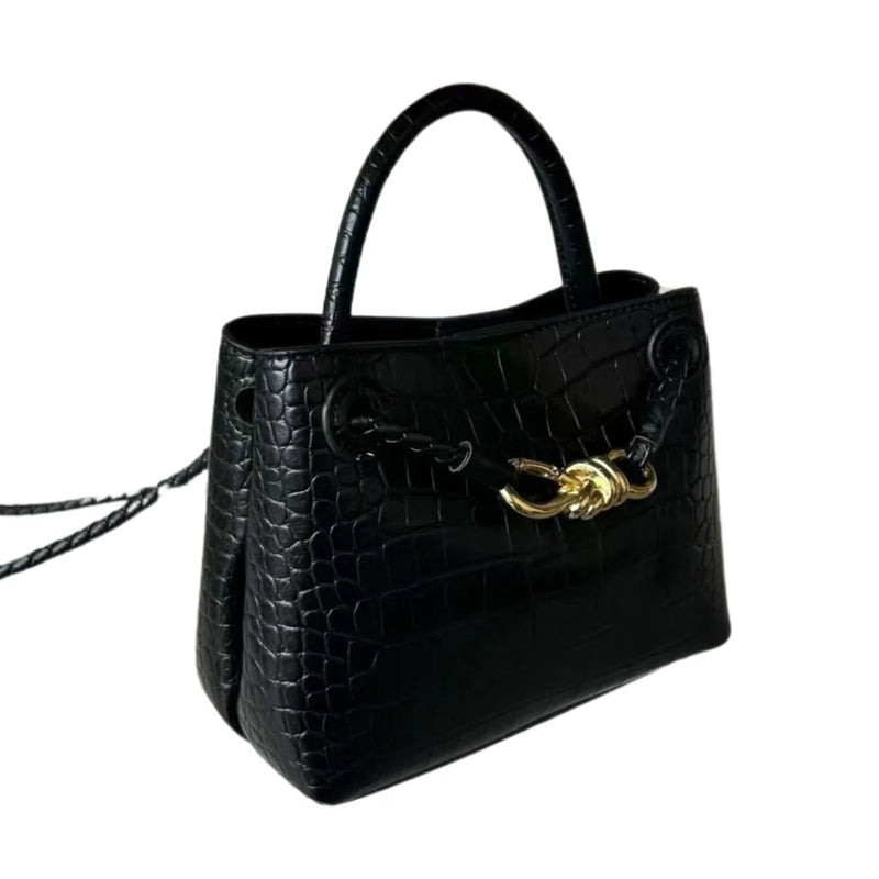 Mini Black Croc Leather Bag